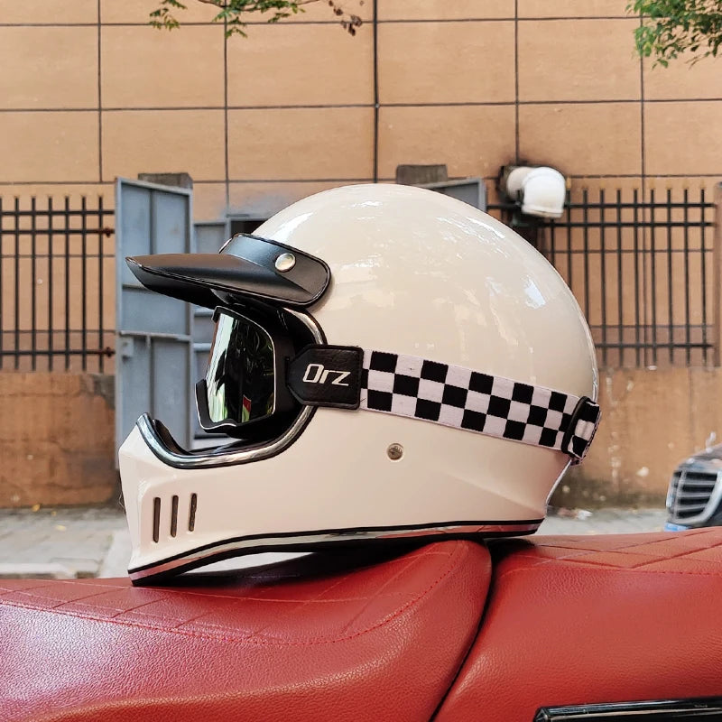 Retro Motorcycle Helmet, Retro Coffee Racer, Personality, Full Face, DOT Certified, Jet