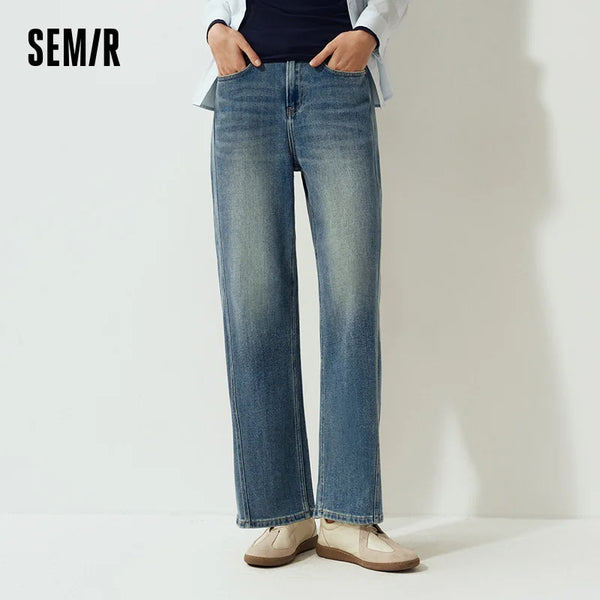 ខោខូវប៊យ Semir សម្រាប់នារី ជើងធំ ចង្កេះខ្ពស់ ចង្កេះយឺត ក្រណាត់ Denim រដូវរងាឆ្នាំ 2026 ស្ទីលប្រចាំថ្ងៃ