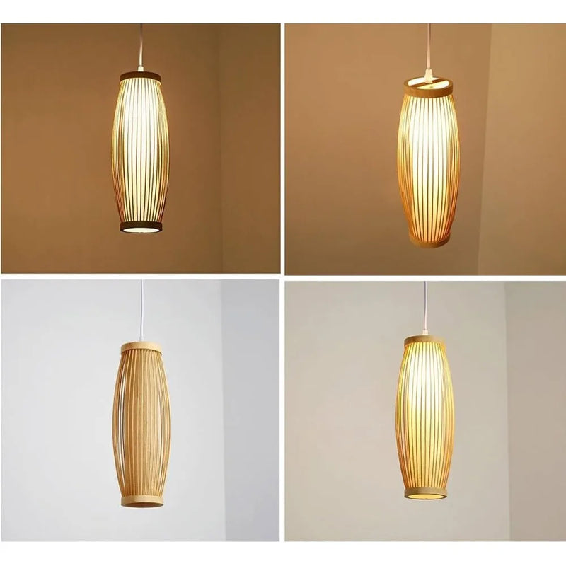 JOYINLED Bamboo Chandeliers Woven Pendant Light Japanese Style Retro Rattan Lampshade Pendant Lantern For Home Restaurant