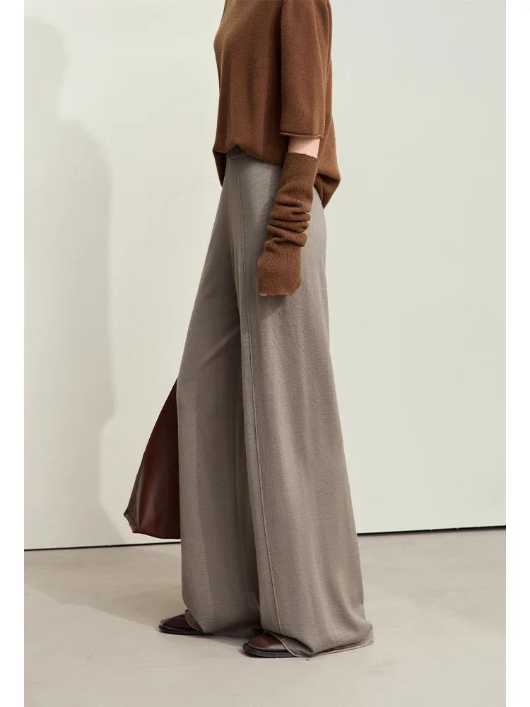 ខោ Amii Minimalism Women's រដូវស្លឹកឈើជ្រុះឆ្នាំ ២០២៥ ខោរោមចៀមចង្កេះយឺតធម្មតាថ្មីសម្រាប់ស្ត្រីម៉ូដខោជើងធំ ១២៤៤៣១៧៨