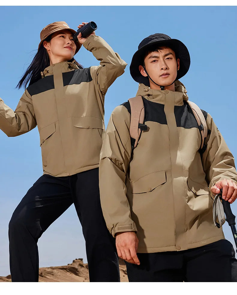 YKK zipper one-piece fleece thickened fishing suit team-building activity mountaineering jacket windproof and warm custom logo
