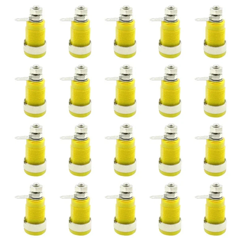 20PCS Insulated Safety 32A 4mm Banana Socket Terminal 5 Colors Female Jack Panel Mount Socket Binding Post Wire Connector