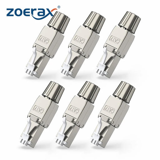 ZoeRax Cat8 Cat7 Cat6A RJ45 Connector, Tool-Free Toolless Shielded Ethernet Termination Plug for Solid Bulk S/FTP Ethernet Cable