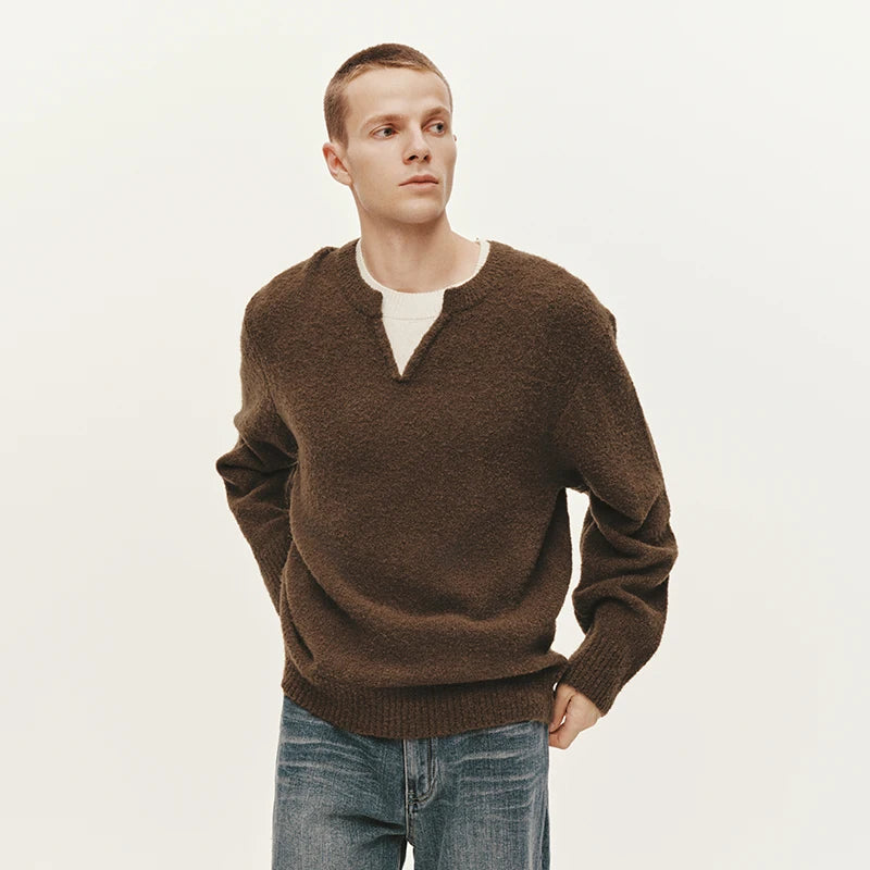 Semir Knitted Sweater Men Winter Fake Two-Piece V-Neck Wool Blend 2025 New Color Block Fashion Inner Wear Sweater Men'S Clothing