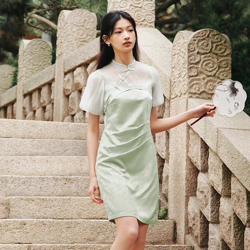 Semir Dress Women Textured Spaghetti Strap Bubble Sleeve Cover-Up Dress 2025 Summer New Set Dress