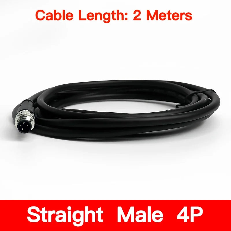 2Meters Waterproof M8 Sensor Connector, Male & Female 3/4/5/6/8 Pin, Integrated Injection Molding Industrial Cable Plug
