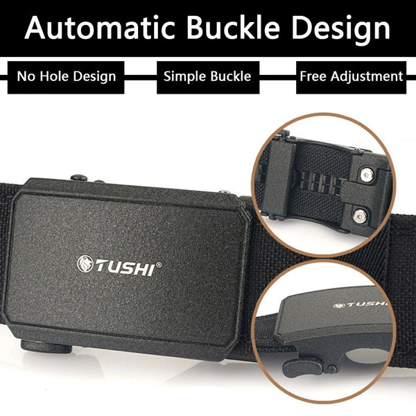 TUSHI Automatic Buckle Comfortable Nylon Military Gun Belt Outdoor Hunting Multifunctional IPSC Tactical Canvas Belt Men Belt
