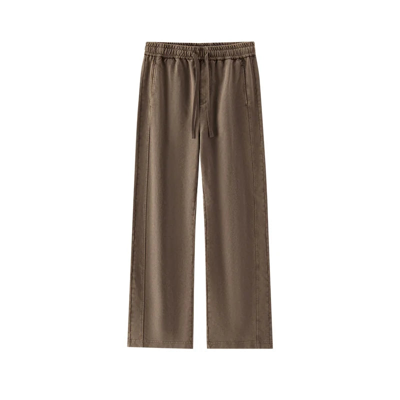 Semir Vintage Pants Women Spring Distressed Cotton Split Design Leg Lengthening Retro Slouchy Street Wide Leg Trousers