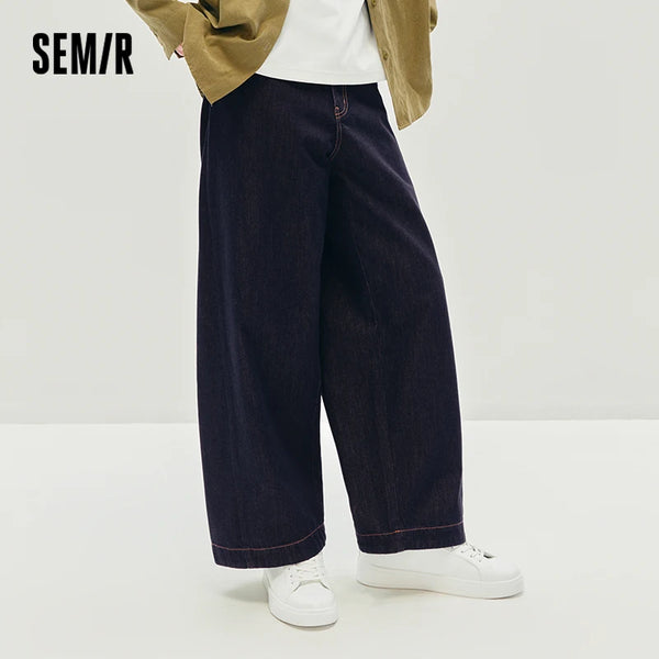 ខោខូវប៊យបុរស Semir រលុង ជើងធំកោង មានគែមក្រវ៉ាត់កពណ៌ខ្មៅ រចនាប័ទ្មធម្មតា ខោខូវប៊យរដូវស្លឹកឈើជ្រុះ សម្រាប់ស្លៀកប្រចាំថ្ងៃក្នុងទីក្រុង ឆ្នាំ២០២៦