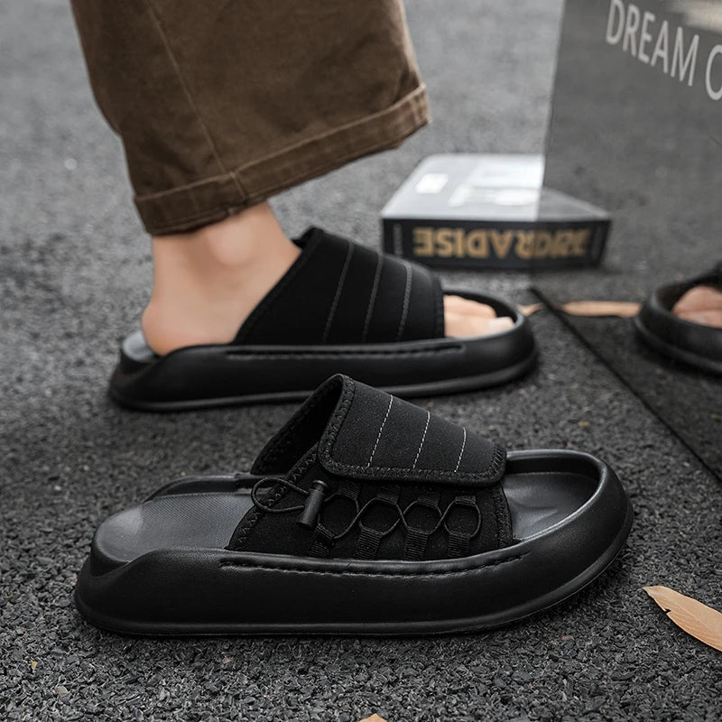 Men's Casual Slide Slippers Summer Breathable Lightweight Soft Sole Outdoor Beach Walking Shoes Slip On Sports Comfort Slippers