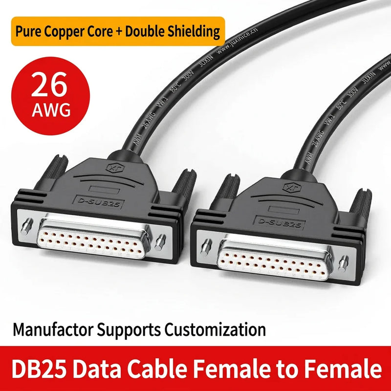DIVEDEER Pure Copper DB25 Extension Cable Male to Male & Male to Female 25-Pin Parallel Cable Shielded Data Wire for PC, Printer
