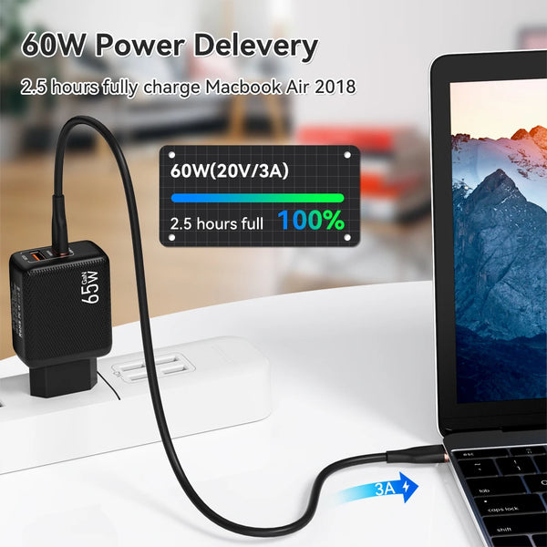 ខ្សែសាក USB C ទៅ USB Type C ទំហំ 2M 60W PD សាកលឿន ខ្សែសាក USBC 3A TypeC សម្រាប់ Xiaomi Samsung Huawei Macbook iPad