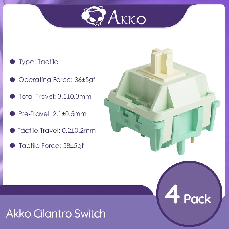 Akko Cilantro Switch 5 Pins 36gf Deep Clack Tactile Switch Factory Lubed Compatible with Cherry MX Mechanical Keyboard (45 pcs)