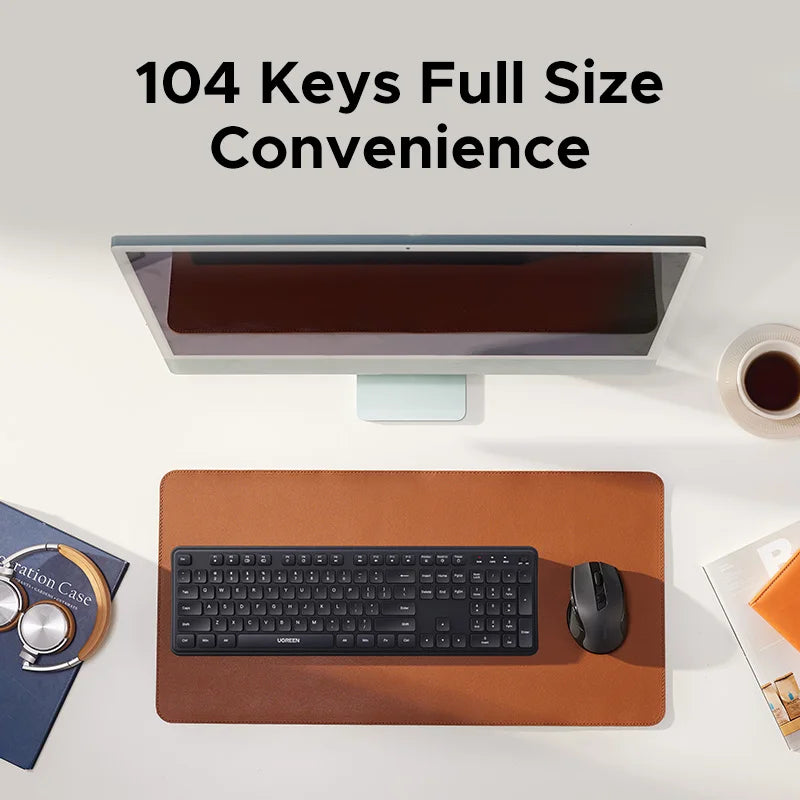 RU Sale UGREEN 2.4G Wireless Keyboard 104 Keys Ultra-Slim US RU Layout Wireless Keyboard Black for PC Laptop Desktop