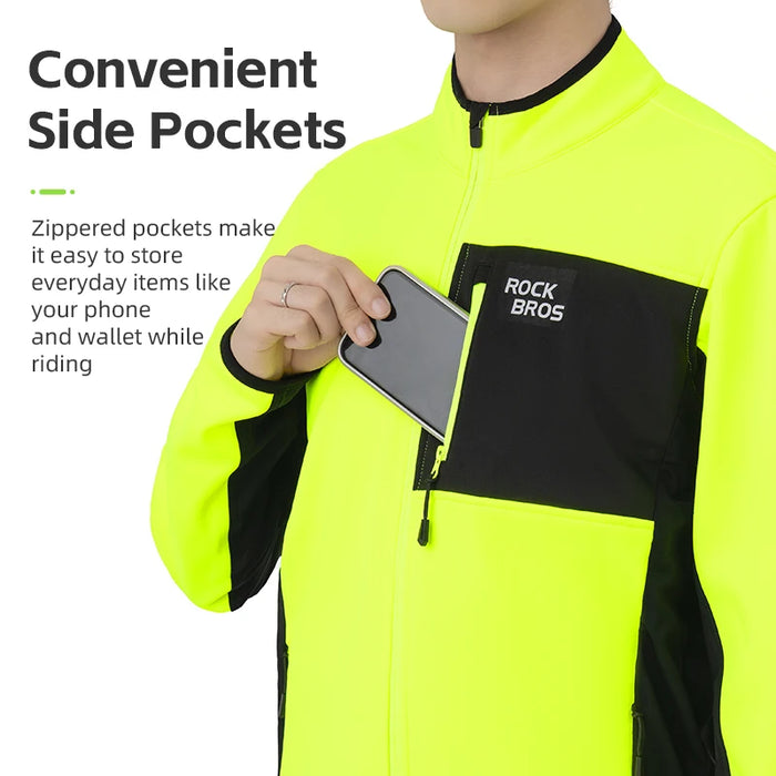 ROCKBROS Sportswear Suit Autumn Winter Warm Windproof Jackets Pants Outdoor Sweatshirt Motorcycle Cycling Thermal Coat EUR Size