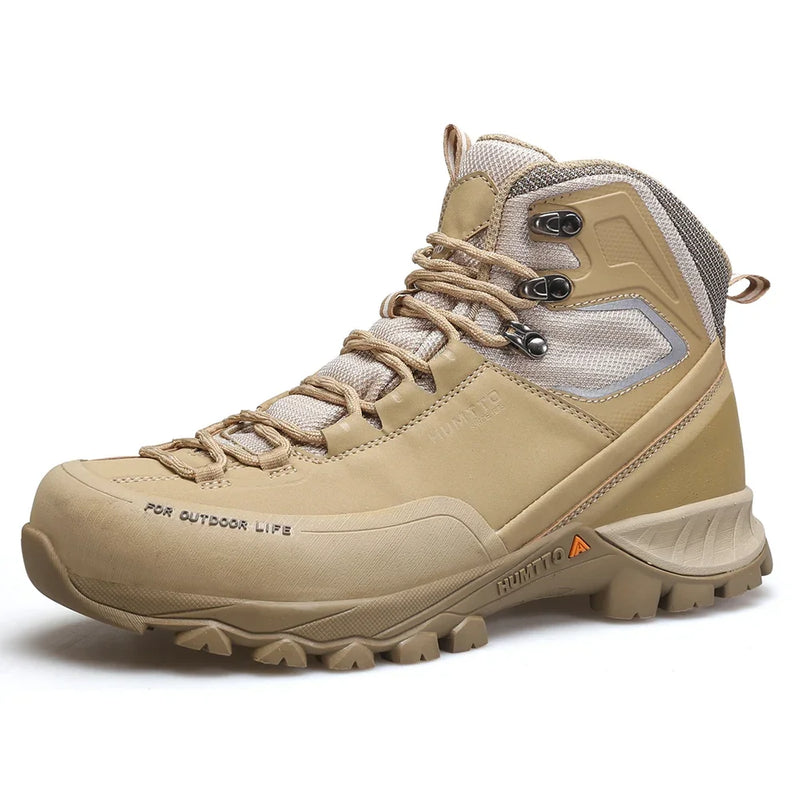 HUMTTO Genuine Leather Outdoor Men's Sports Shoes Non-slip Hiking Shoes for Men Winter Safety Sneakers Breathable Trekking Boots