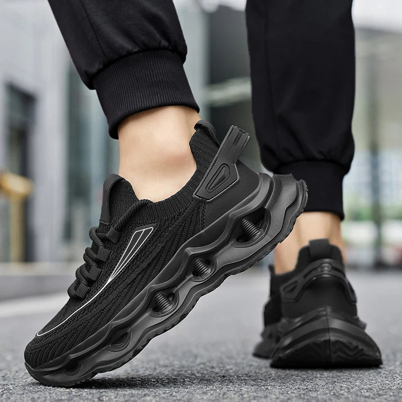Men's thick sole casual sneakers four seasons breathable soft sole non-slip outdoor running shoes lightweight speed sports shoes