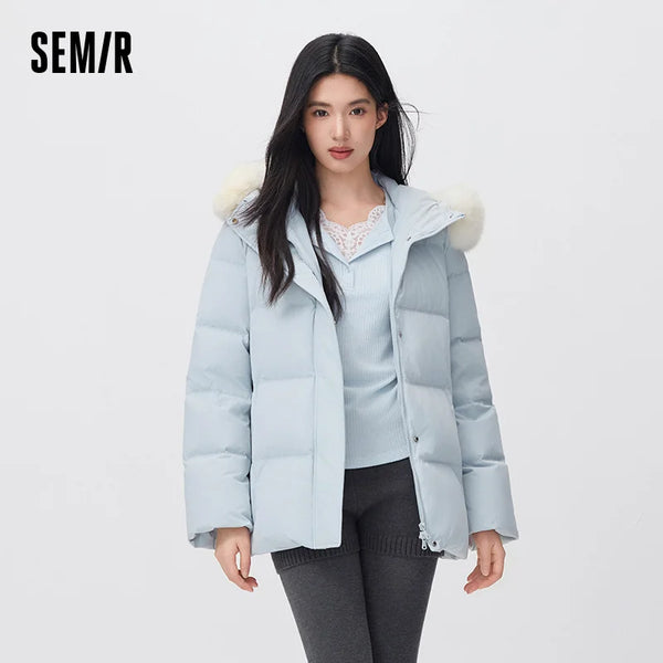 អាវក្រៅ Semir សម្រាប់នារី ប្រវែងមធ្យម ការពារទឹក ការពារខ្យល់ ៩០ ភាគរយ កអាវទន់ រចនាបថទំនើប ឆ្នាំ២០២៦ ថ្មី