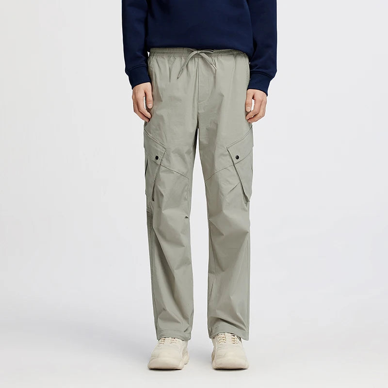 Semir Men Pants Loose Straight Outdoor Cargo Knee Pleat Drawstring Waist Utility Casual Autumn Trousers Daily Wear 2026