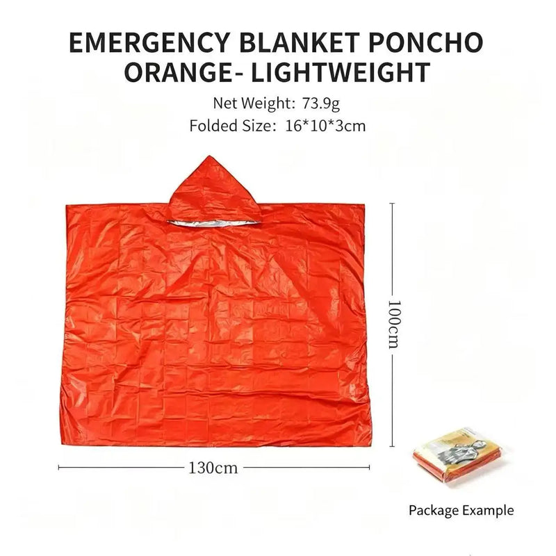 Long Thickened Emergency Rain Poncho Reflective Windproof Waterproof Portable Raincoat for Cycling Hiking Outdoor Camping