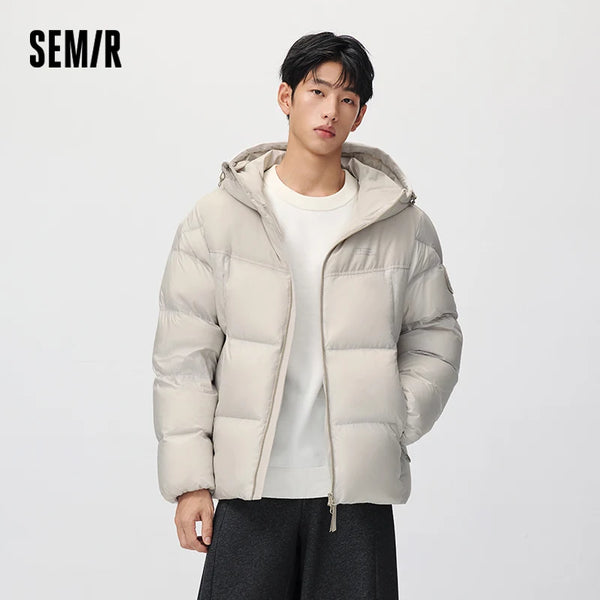 អាវក្រៅ Semir សម្រាប់បុរស ៩០ ភាគរយ ធ្វើពីរោមចៀម Goose Down ឆ្នាំ ២០២៦ សម្លៀកបំពាក់រដូវរងាថ្មីប្រចាំថ្ងៃ រចនាប័ទ្មទីក្រុង ធម្មតា អាកាសធាតុត្រជាក់ ស្រទាប់