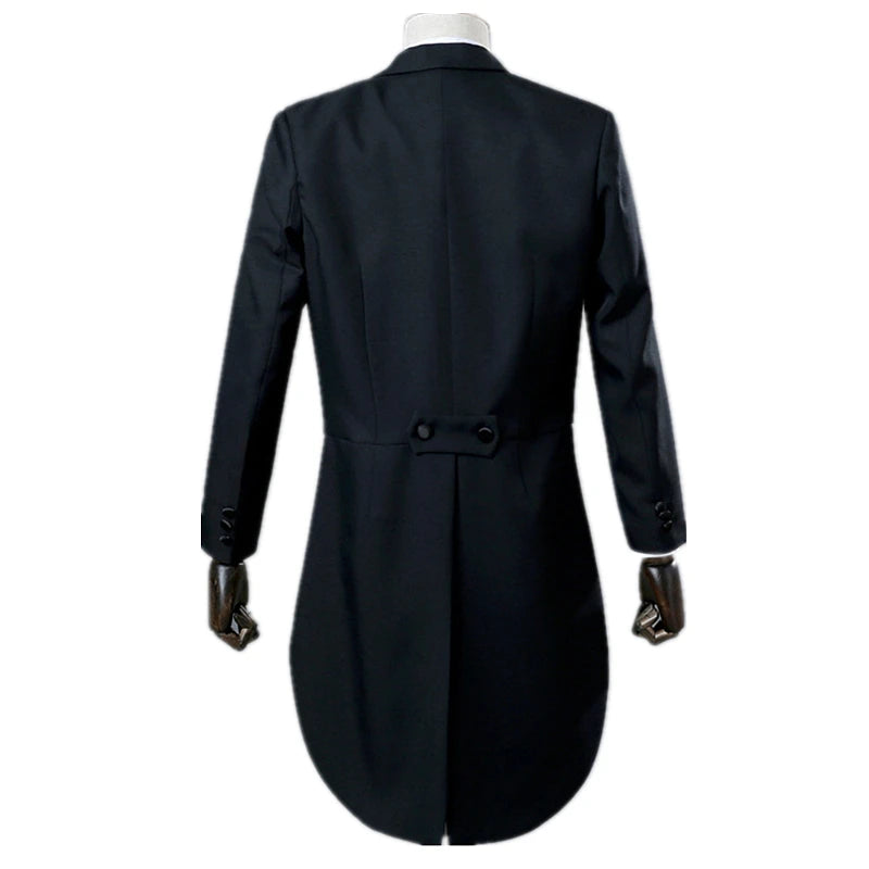2026 New Men's Black Tuxedo Tailcoat Formal Dress Two-Piece Suit, White Party Wedding Jacket and Pants