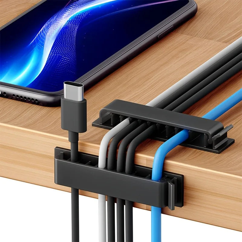 2pcs Cable Management Clips, 10-Slot Self-Adhesive Cable Clips for Home,and Office Supplies,Cord Organizer,Keep the desktop tidy