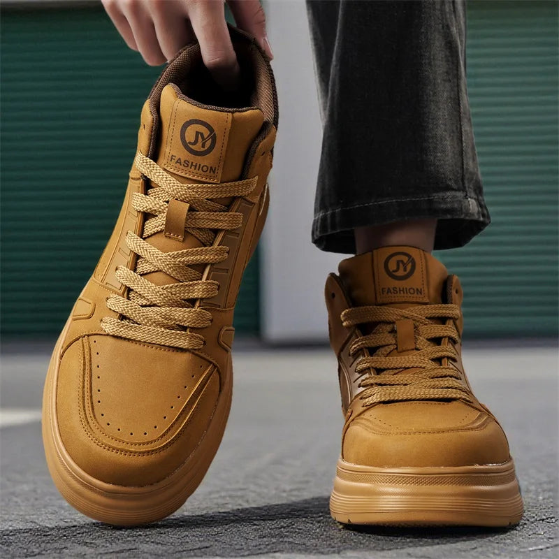 Men's Casual Shoes Four Seasons New High-Top Breathable Soft Sole Non-Slip Outdoor Walking Shoes Youth Joker Sports Board Shoes
