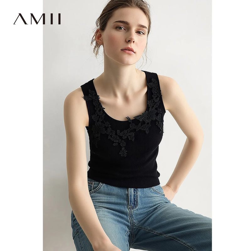 អាវកាក់ Amii សម្រាប់នារី រដូវក្តៅ ឆ្នាំ២០២៦ ថ្មី ករាងអក្សរ U ធ្វើពីចរ តុបតែងដោយខ្សែ អាវកាក់ប៉ាក់ដៃខ្លី សាមញ្ញ ងាយស្រួលប្រើ សម្រាប់នារី 12612010