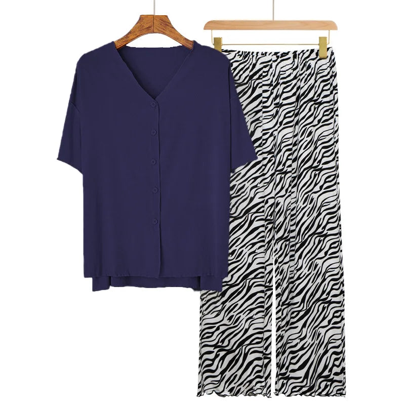 European Long Sleeve Trousers Sets 2026 New Loungewear Women's Sleepwear Two-piece Pajamas Home Suit For Women Modal Nightwear