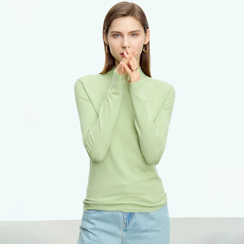 អាវយឺតប៉ាក់ AMII Minimalism សម្រាប់នារី ឆ្នាំ២០២៤ រដូវរងាថ្មី អាវយឺតកវែង ស្លីមសាមញ្ញ 12363002