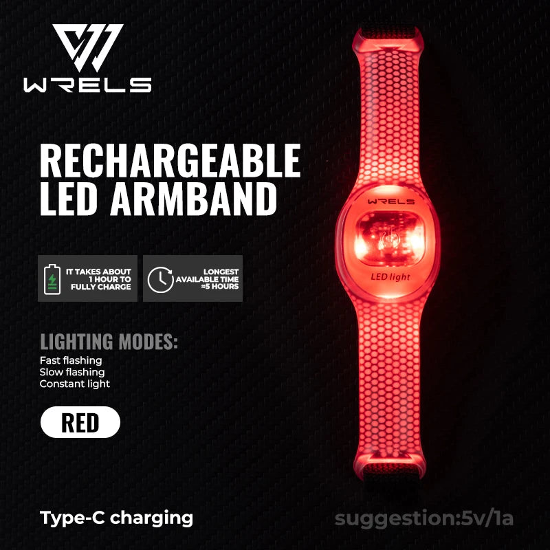 WRELS Arm Light Rechargeable LED Light Up Armband Waterproof Night Running Cycling Outdoor Safety Wristband Warning Light