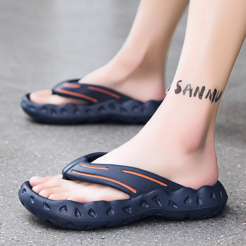 Summer Thick Sole Flip Flops Men EVA Slippers Comfortable Soft Slippers Blue Black White Size 39-46 Dropshipping