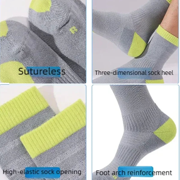 WRELS 1/2/3 Pairs Athletic Socks Compression Socks Men Women Moisture Wicking Breathable Elastic Running Hiking Tennis Crew Sock
