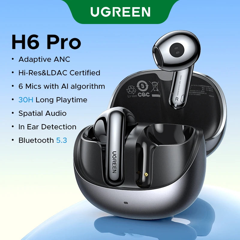 UGREEN Adaptive Active Noise Cancelling Earbuds LDAC Hi-Res Audio Wireless Bluetooth Earphones Headphones Headset
