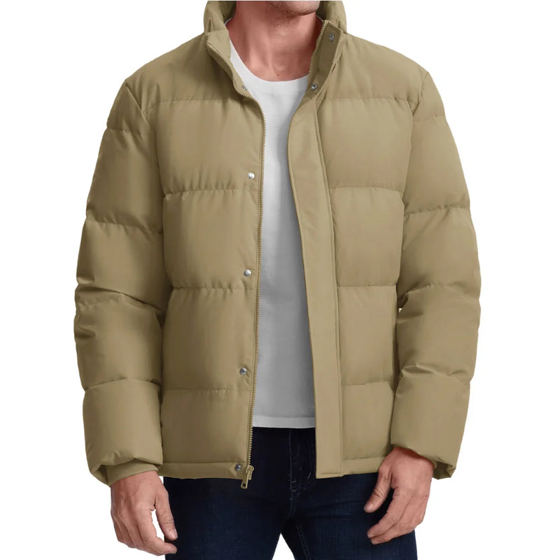 TACVASEN Winter Down Jackets Mens Stand Collar Quilted Jackets Water Resistant Lightweight Puffer Jacket Windbreaker Coats Male