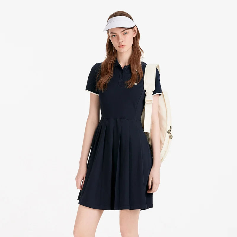 Semir Women Dress Color 2026 Block Polo Collar Letter Print Urban Casual Everyday Style Soft Comfortable Daily Wear Trendy