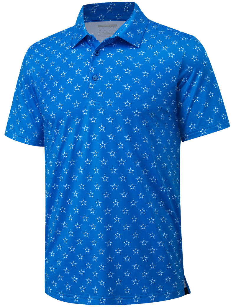 TACVASEN Mens Polo Shirts Casual Short Sleeve Print Patterns Collared Shirt Performance Moisture Wicking Golf Polos Work Polos