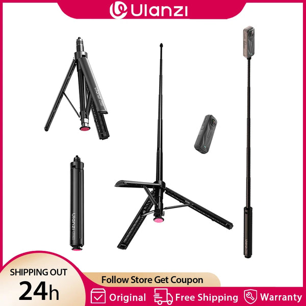 ដំបងថតរូប Ulanzi TT92 ចល័តជាមួយវីស 1/4" ជើងទម្របើកដោយស្វ័យប្រវត្តិសម្រាប់កាមេរ៉ា DJI Action Insta 360 DSLR អាលុយមីញ៉ូមស្រាល