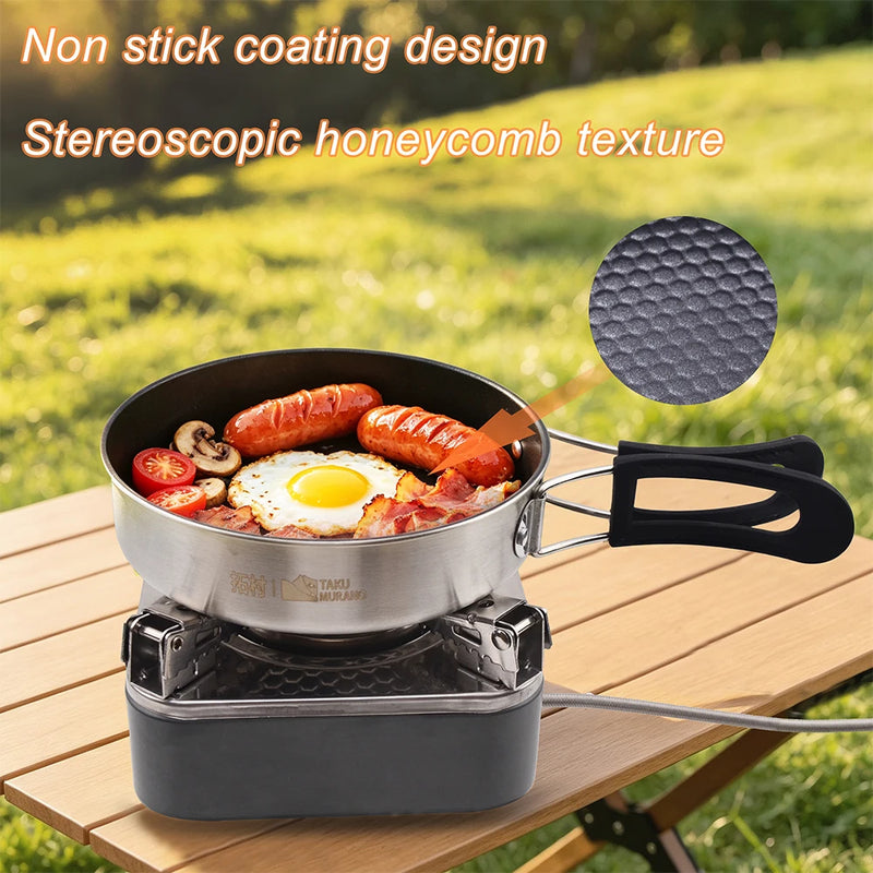Camping Cookware Set Portable 304 S.S  Cookware Kit Outdoor Pot Cooking Water Kettle Pan Set Tableware Hiking Picnic Equipment
