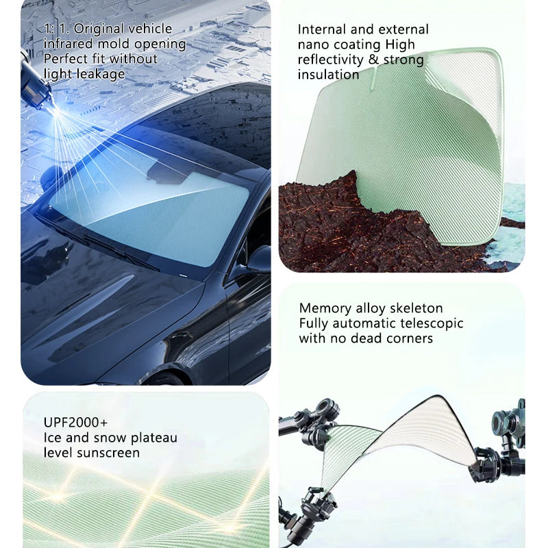 SEAMETAL Summer Car Front Window Sunshade Double Sided Coating Sun Shade Windshield Folding Auto UV Protector Car Accessories