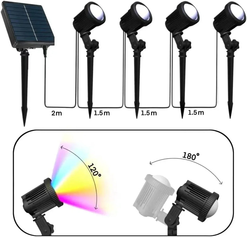 2-6Pcs Color Changing Solar Spot Lights RGB Multicolor Landscape Lighting APP Control Lawn Lamp for Pool Area Pond Yard Driveway
