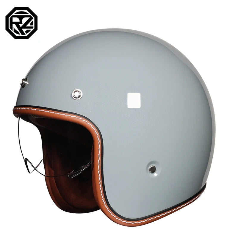 ORZ adult motorcycle helmet with built-in sun visor retro cruise 3/4 half helmet capacity motor DOT approval