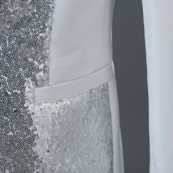 2027 New Men's Two-Piece Suit Set; The Jacket Features Circular Sequin Embellishments, Perfect for Nightclubs, Singers, Parties.