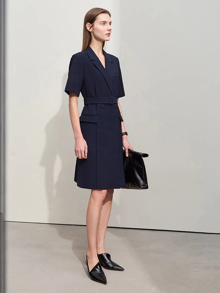 រ៉ូប Amii Minimalism Blazer សម្រាប់ស្ត្រីឆ្នាំ ២០២៤ រដូវស្លឹកឈើជ្រុះថ្មីកអាវបត់ចុះជាមួយខ្សែក្រវ៉ាត់ដៃខ្លីឈើចាក់ធ្មេញរ៉ូបបត់ ១២៤៤១១៩៨