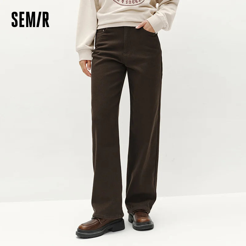 Semir Loose Fit Pants Wide Leg High Waist Women 2025 Winter Slim Look Basic Casual Trousers Comfortable Street Style Wear
