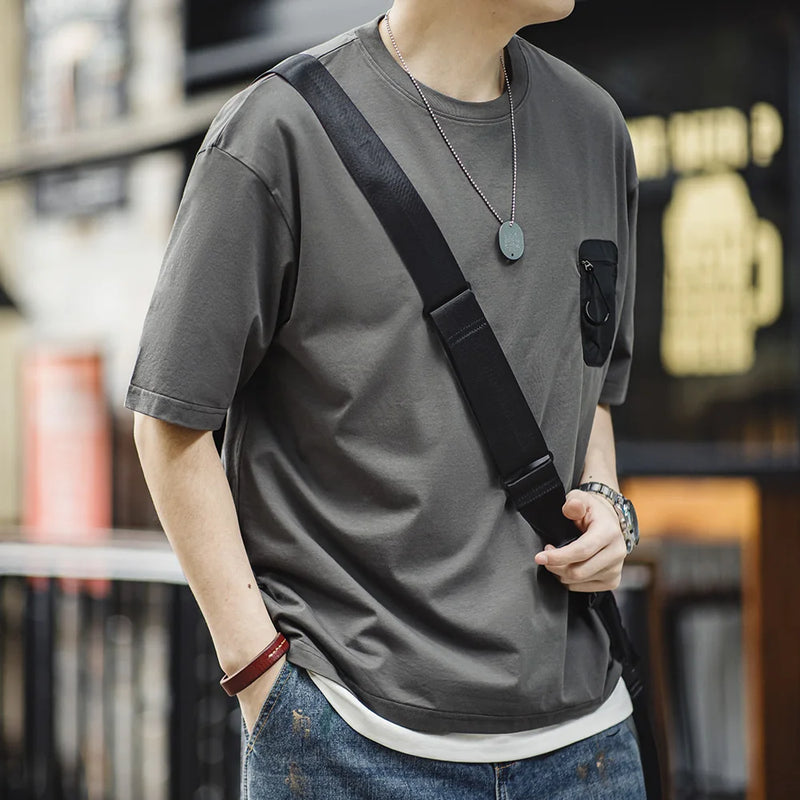 អាវយឺតដៃខ្លី Maden Casual Sorona Cool មានខ្យល់ចេញចូលបាន អាវយឺតប្រឆាំងបាក់តេរី មានហោប៉ៅ សម្រាប់បុរស រដូវក្តៅ កំពូលកីឡា អាវយឺត
