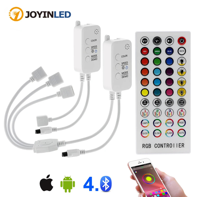 JOYINLED Music RGB Led Controller DC5-24V Bluetooth Control 40 Keys 16 Million Colors with Timer Mode