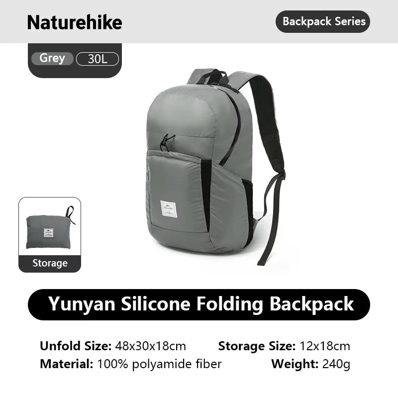 Naturehike 18L 22L 25L 30L Silicone Folding Backpack Lightweight Portable Waterproof Outdoor Camping Hiking Shoulder Skin Bag