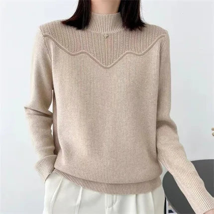 Thicken Velvet Pollovers Top Female Fleece Warm Winter Clothes Woman Half Turtleneck Long Sleeve Women's Sweater Bottom Jumper